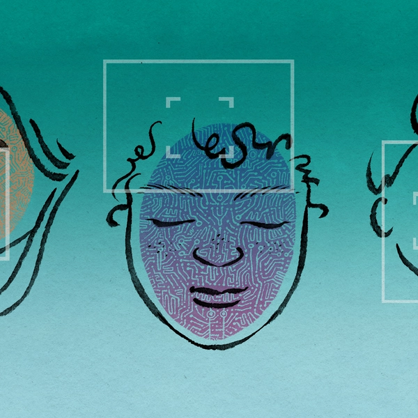 Une représentation graphique de trois personnes ayant des traits du visage différents.